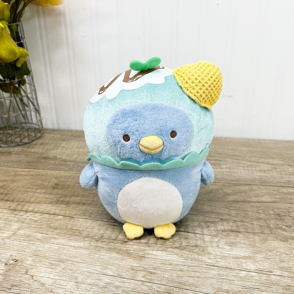 Sumikko Gurashi Penguin Ice Cream Cone Plush San-X Stuffed Toy Blue